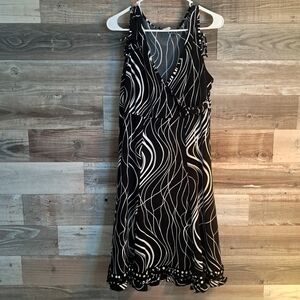 Women's Black and White Cottagecore Dress